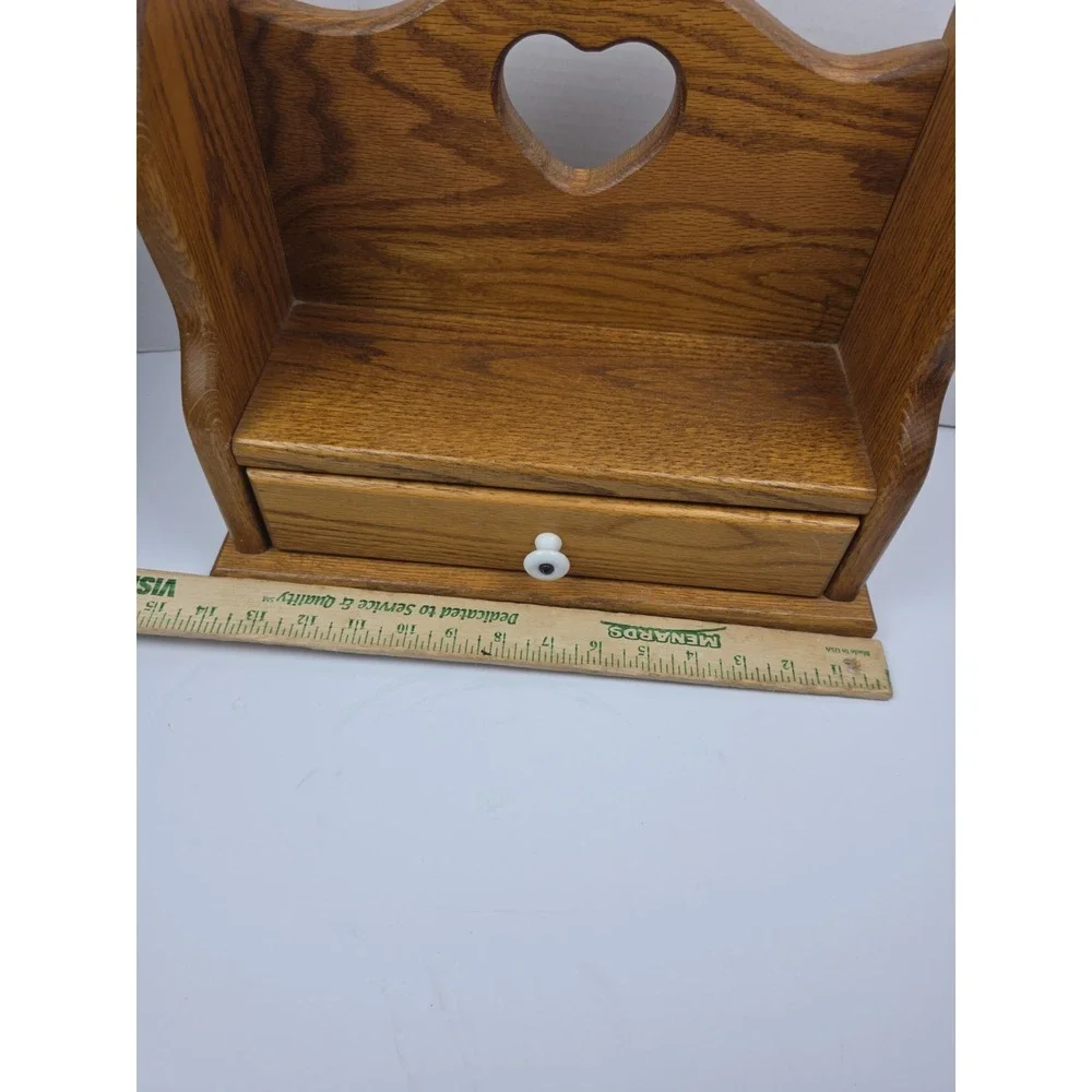 Vintage Trinket Wall Shelf Heart Cutout Cottagecore Farmhouse Wood